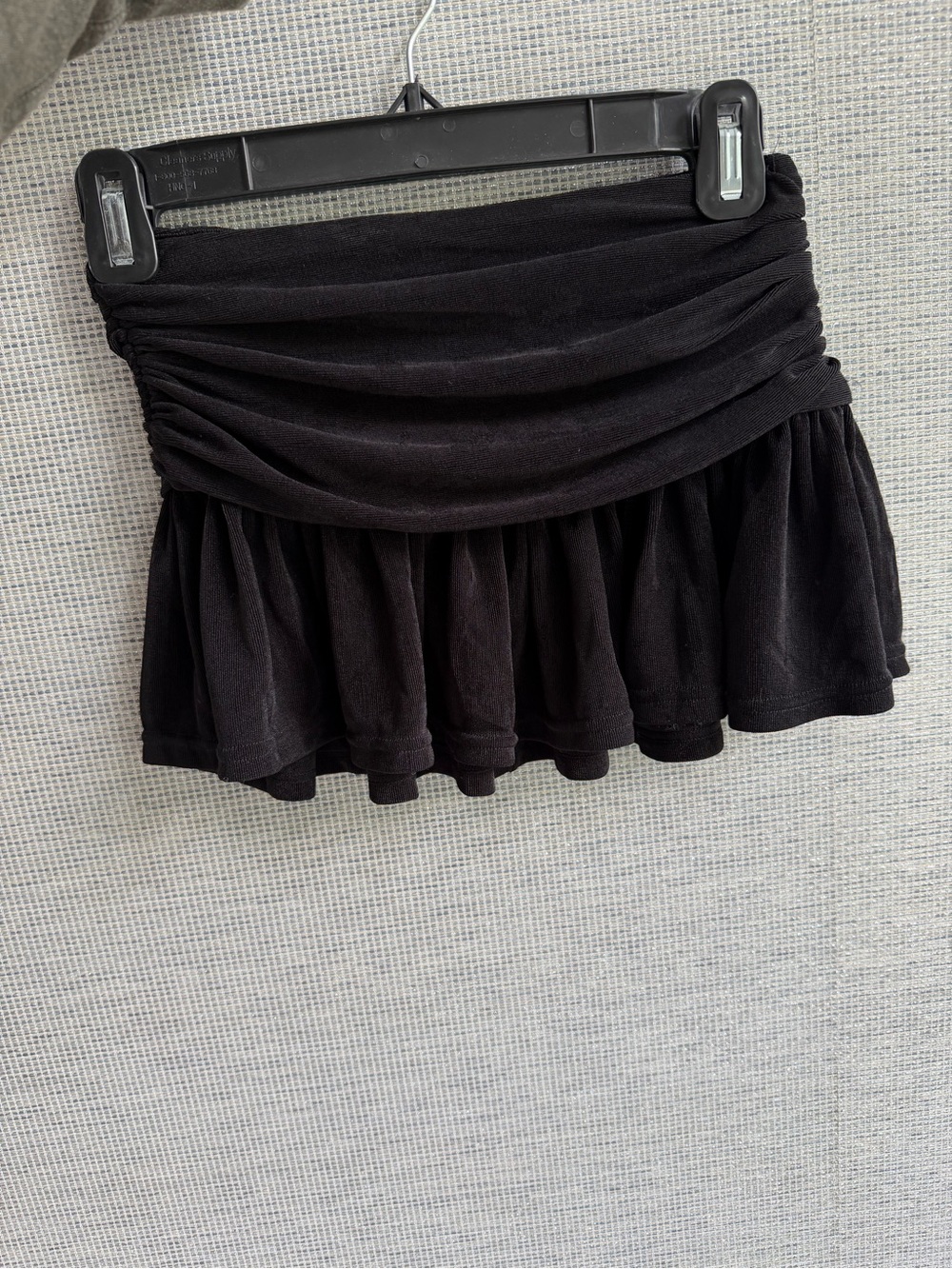 Ruched Waist Ruffle Mini Skirt - Black